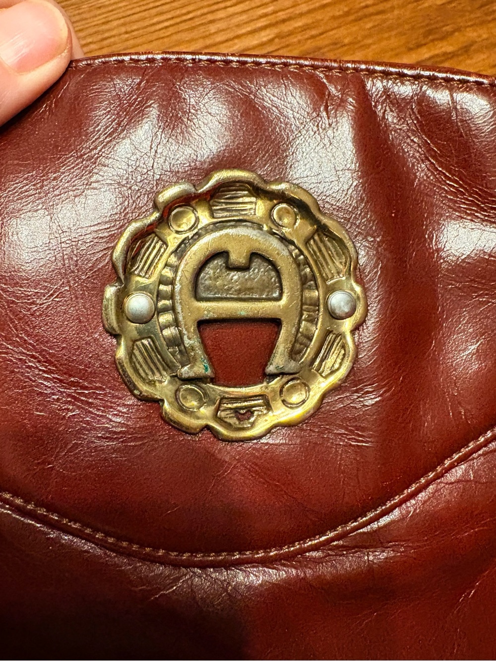 Etienne Aigner Early *Hand Made* Classic Antic Red Leather Shoulder Bag